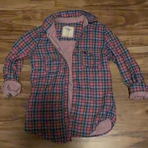 Pink plaid shirt Abercrombie xs